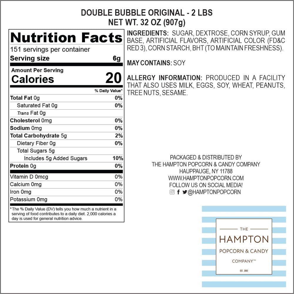 The Hampton Popcorn Company comparación tamaño de una pieza frente a moneda