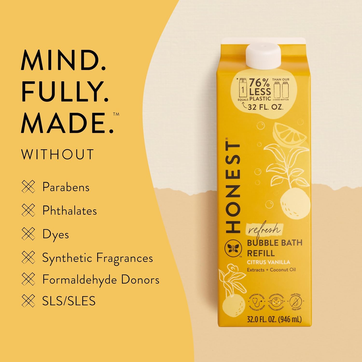 The Honest Company comparación de tamaño refill frente a botella estándar