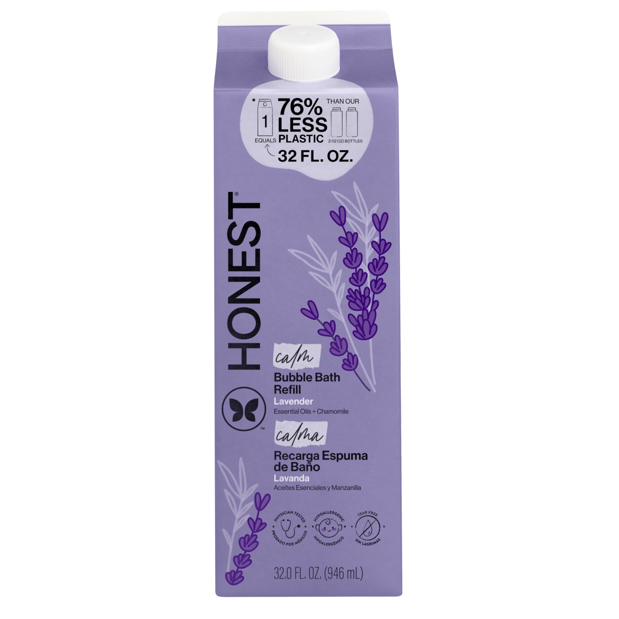 The Honest Company envase frontal lavanda calm mostrando volumen 32 oz y calma