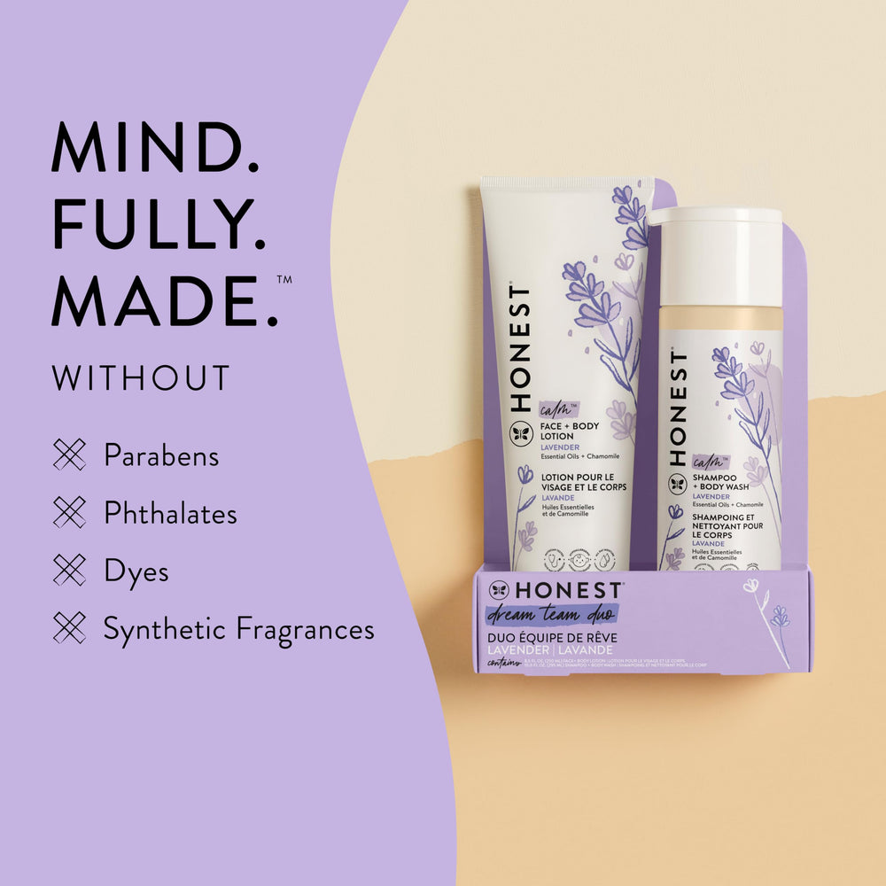 The Honest Company etiqueta con lista de ingredientes naturales y beneficios visibles