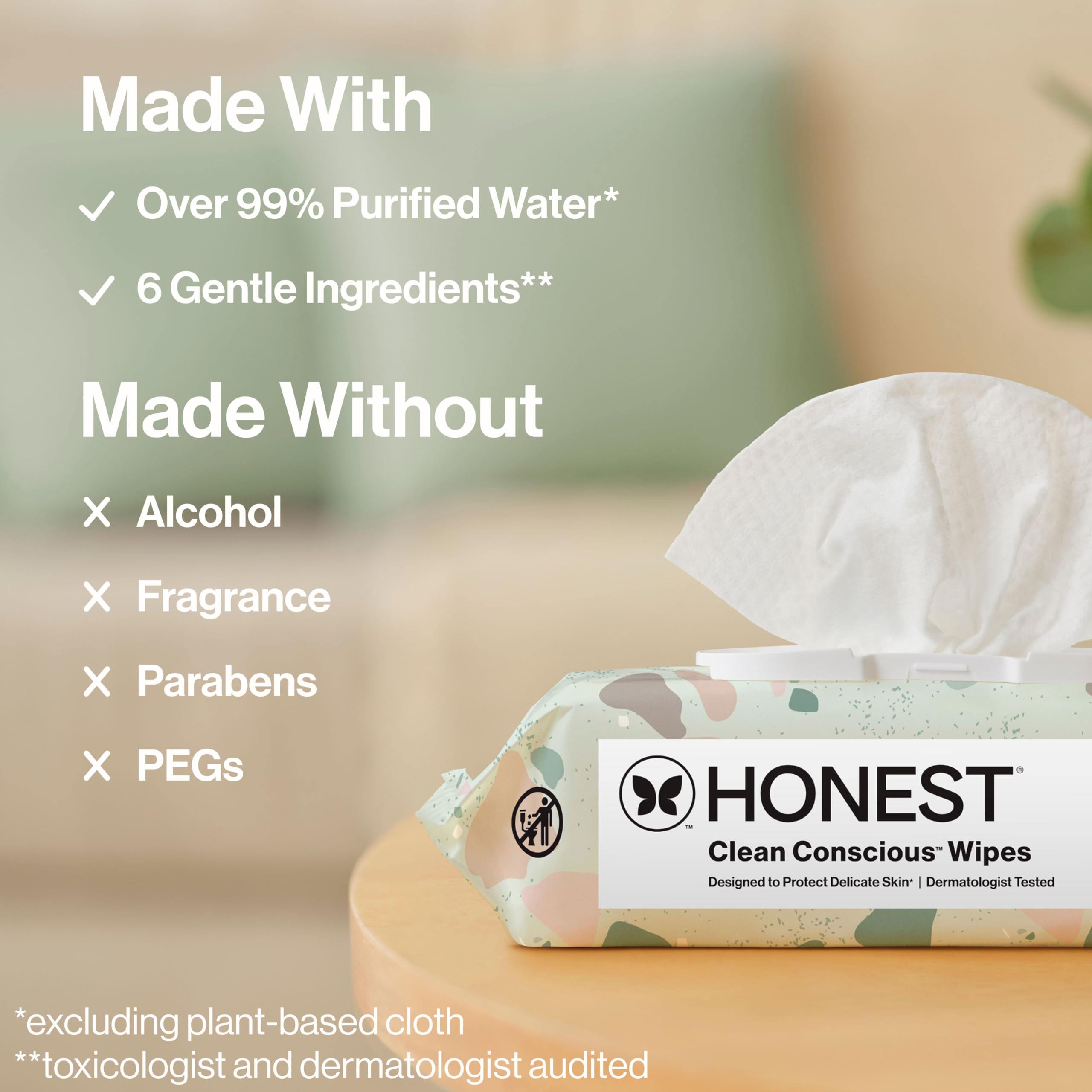 The Honest Company fibra de la toallita sin plástico para compostaje responsable