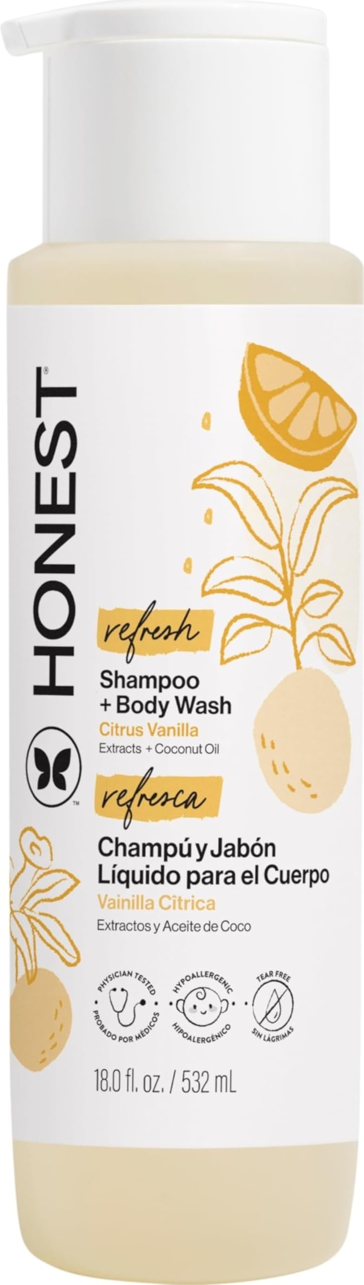 The Honest Company botella frontal Citrus Vanilla muestra aroma refrescante