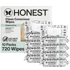 The Honest Company paquete frontal Pattern Play mostrando 720 unidades y beneficio ambiental