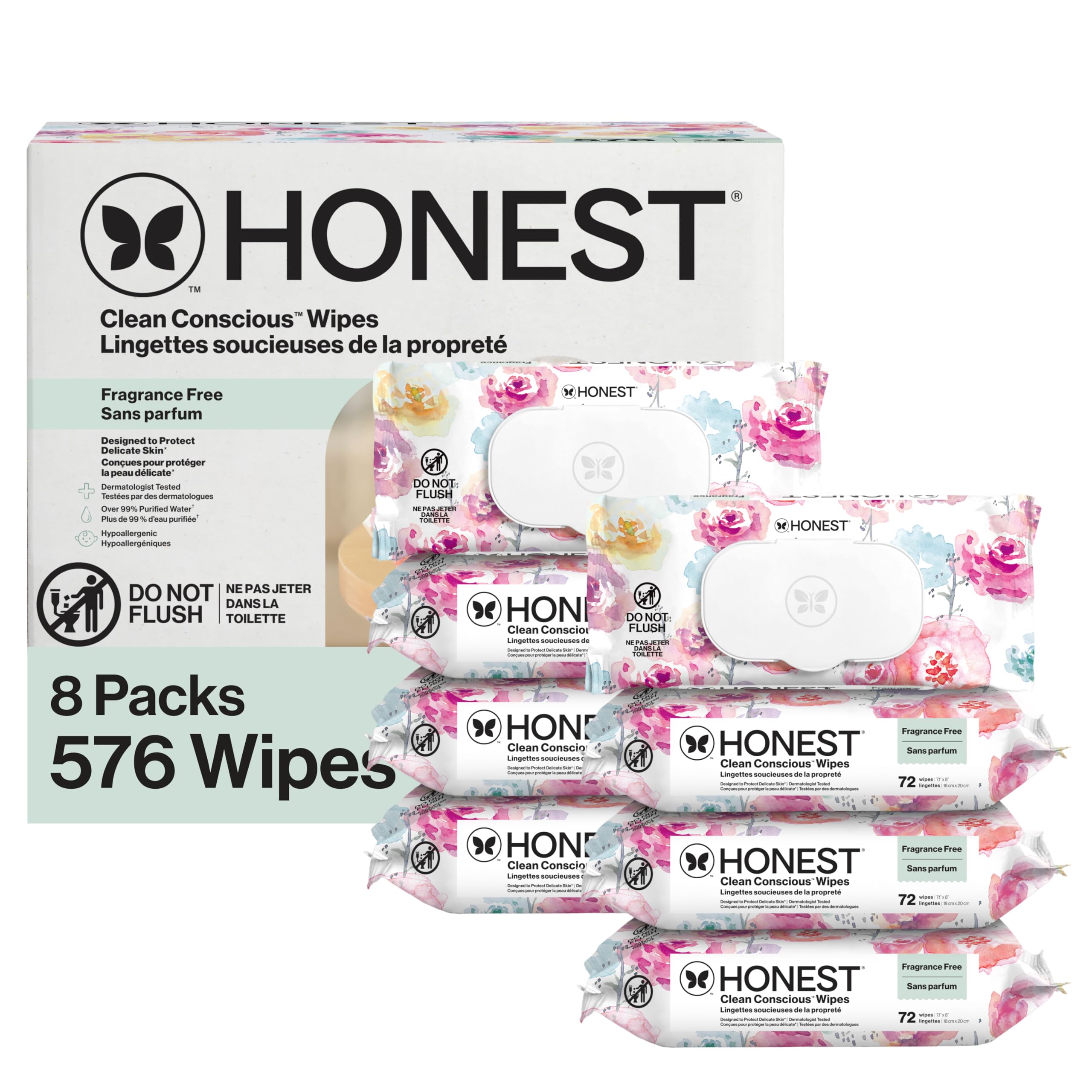 The Honest Company paquete frontal con 576 toallitas práctico y económico