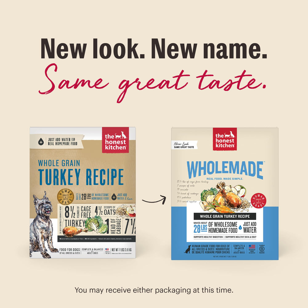 The Honest Kitchen textura seca cercana que demuestra ingredientes reales