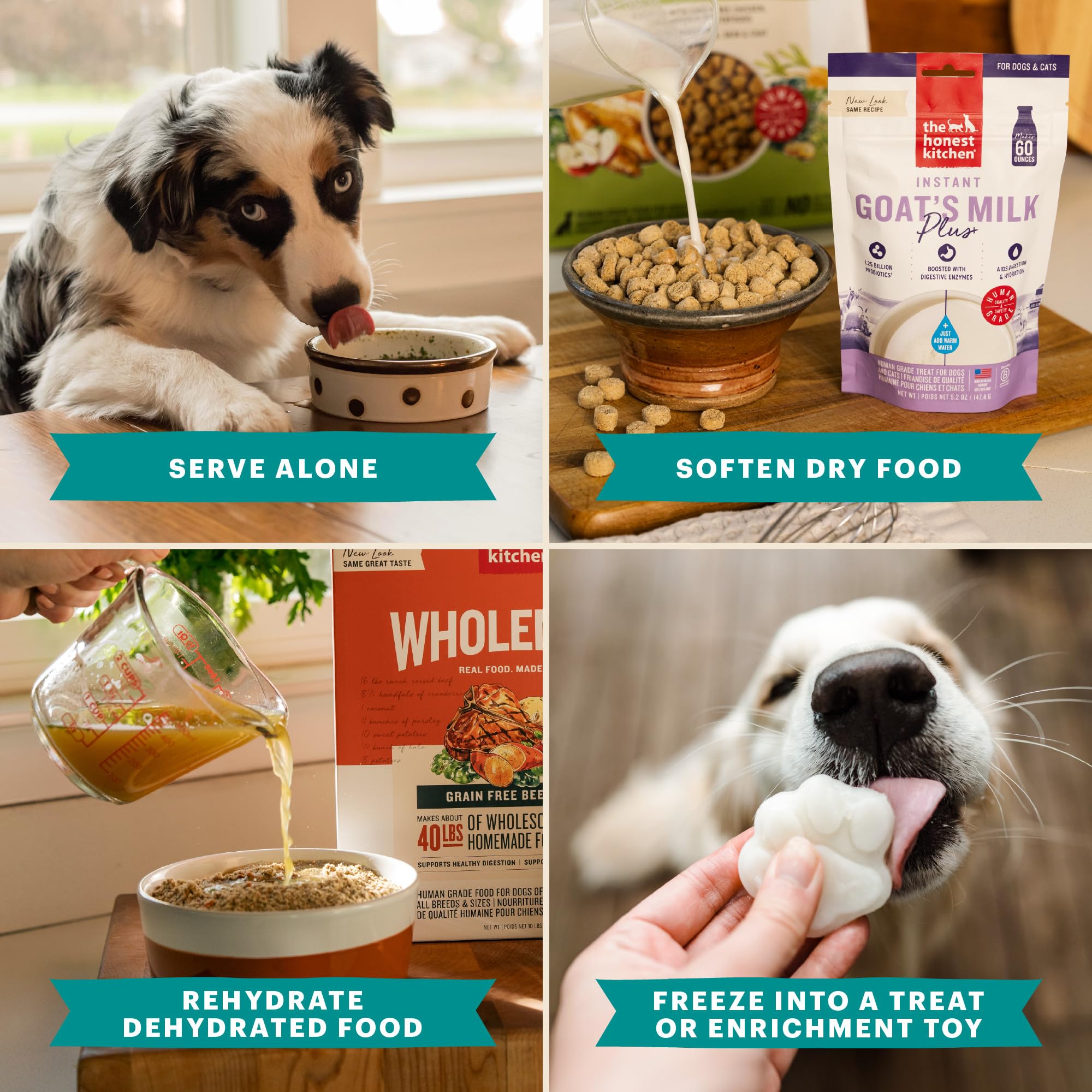 The Honest Kitchen etiqueta con detalles de ingredientes y probióticos activos