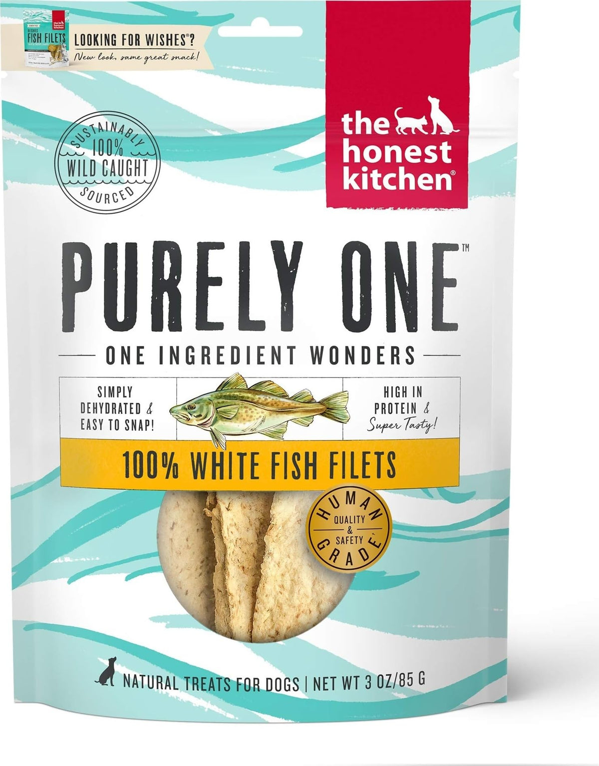 The Honest Kitchen empaque frontal del snack, visual claro del producto y confianza