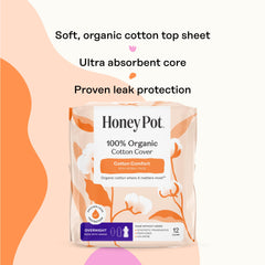 The Honey Pot Company comparación de tamaño mostrando cobertura nocturna amplia