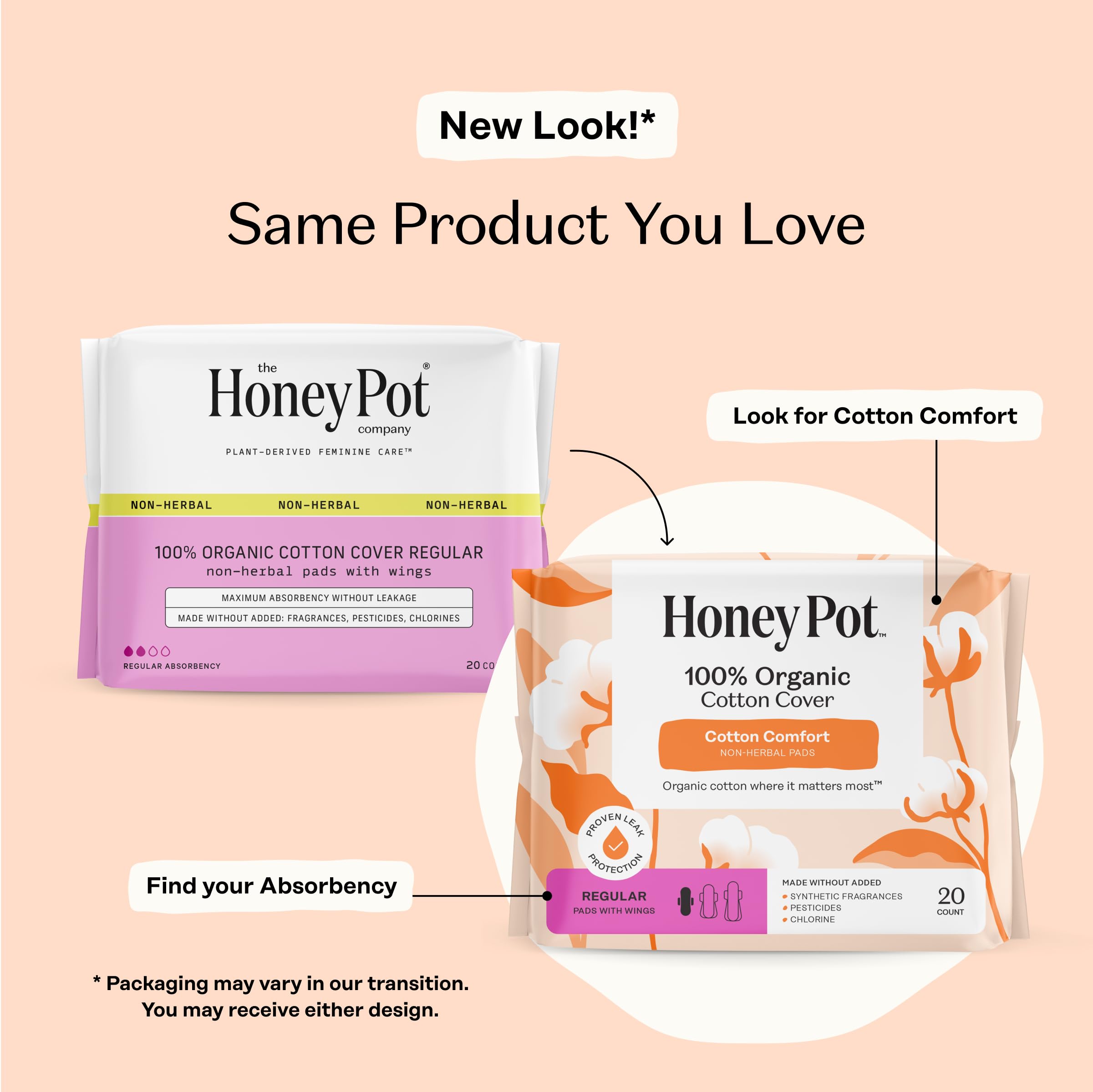 The Honey Pot Company reverso del empaque con información de ingredientes y uso