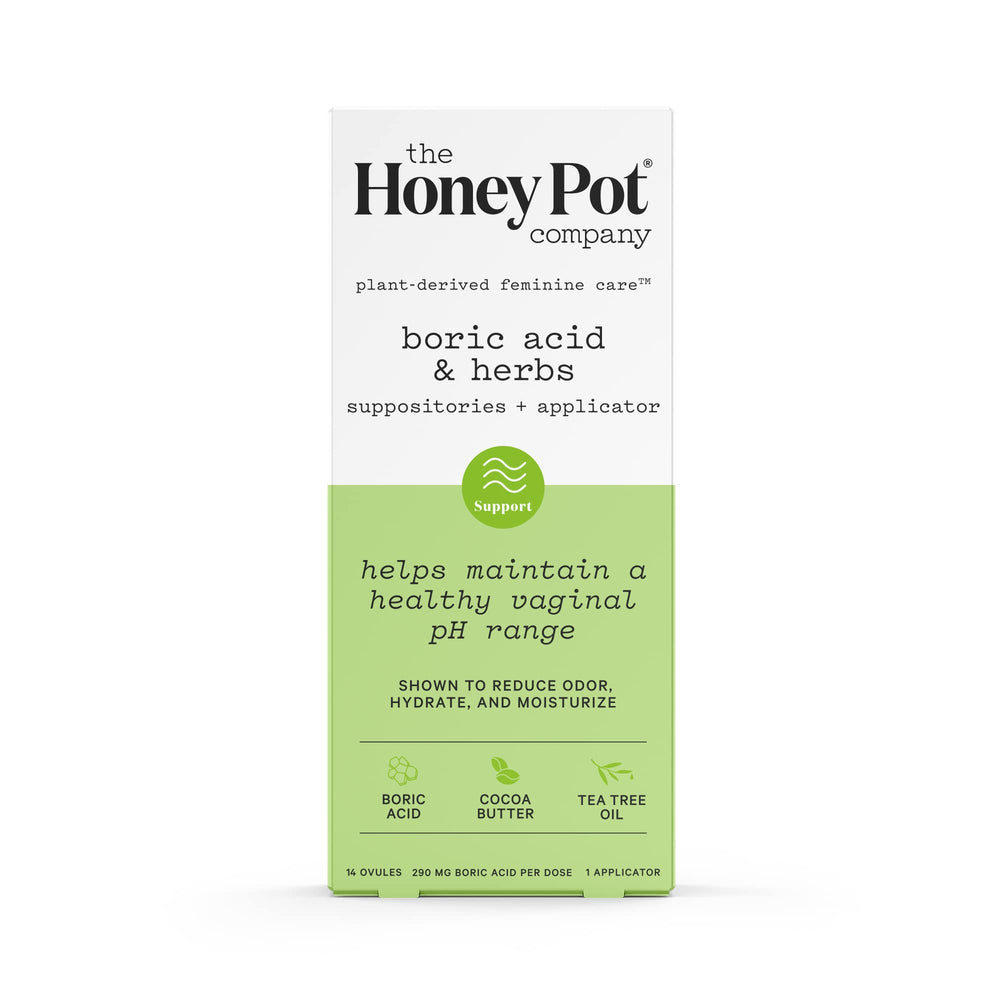 The Honey Pot Company empaque frontal que muestra el producto y beneficios