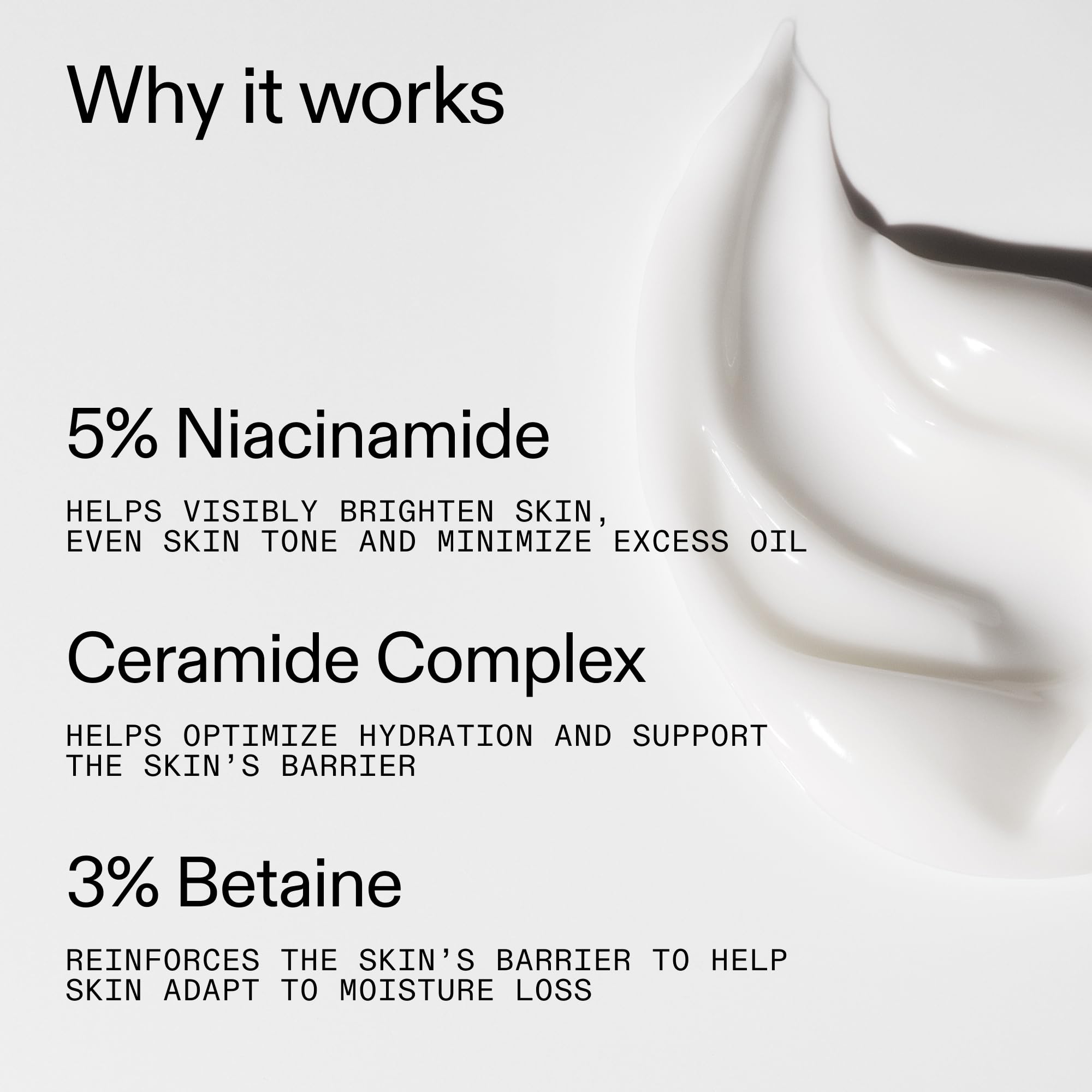 The INKEY List etiqueta de ingredientes que destaca glicerina, betaína y niacinamida