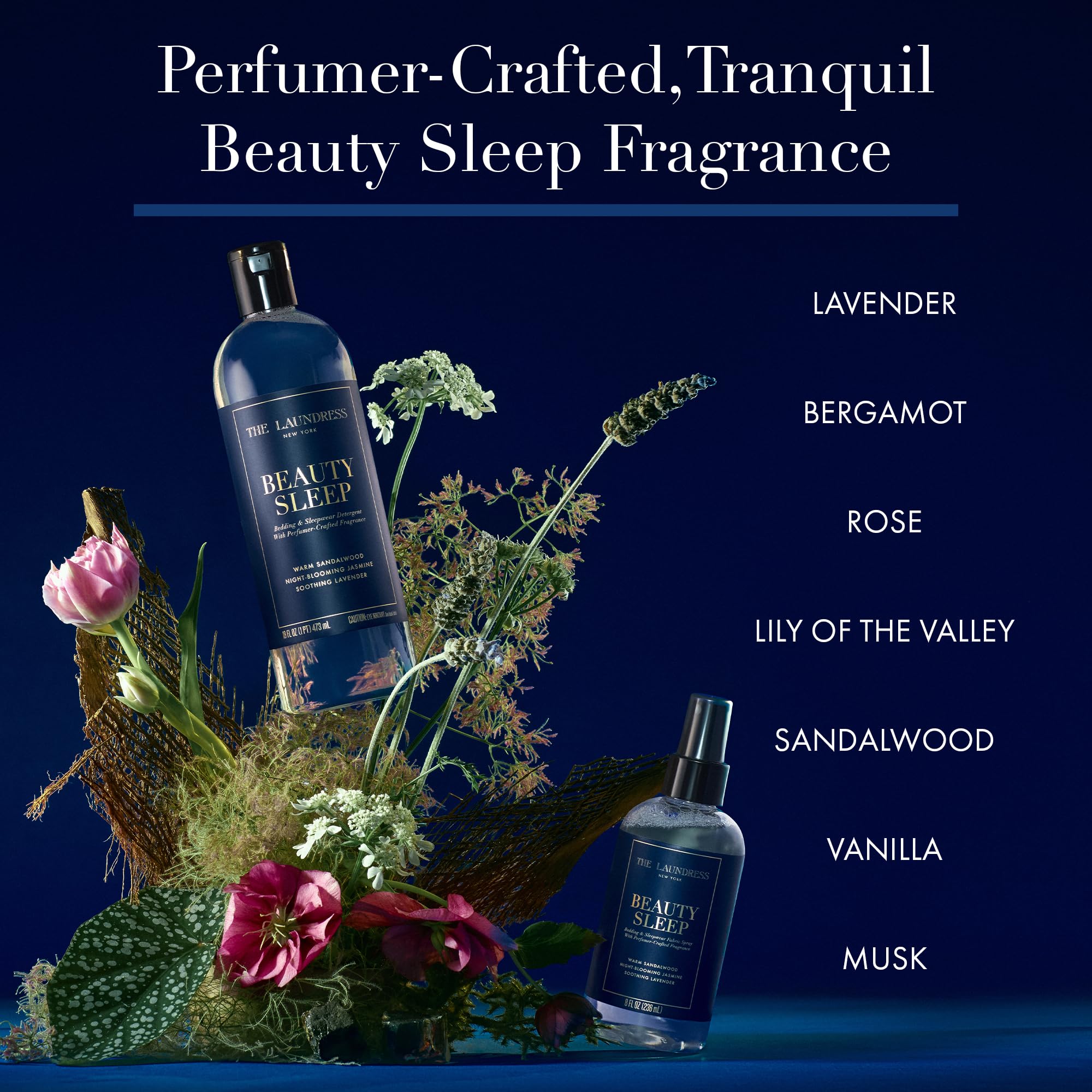 The Laundress spray en uso sobre almohada creando ambiente relajante