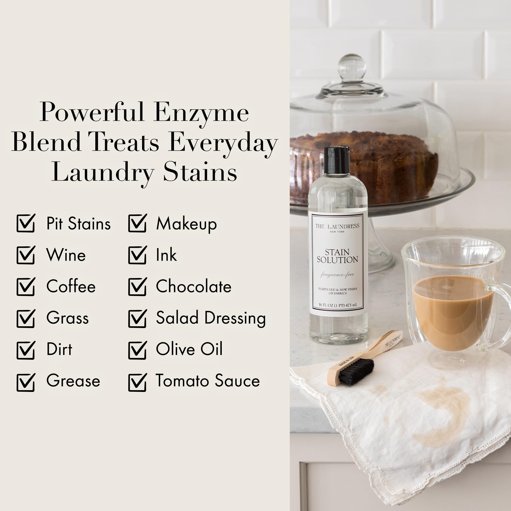 The Laundress etiqueta con ingredientes, muestra fórmula bio-basada efectiva