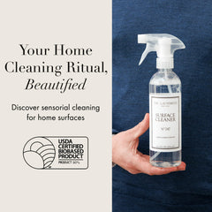The Laundress Surface Cleaner detalle de etiqueta con ingredientes bio-basados y fragancia No. 247