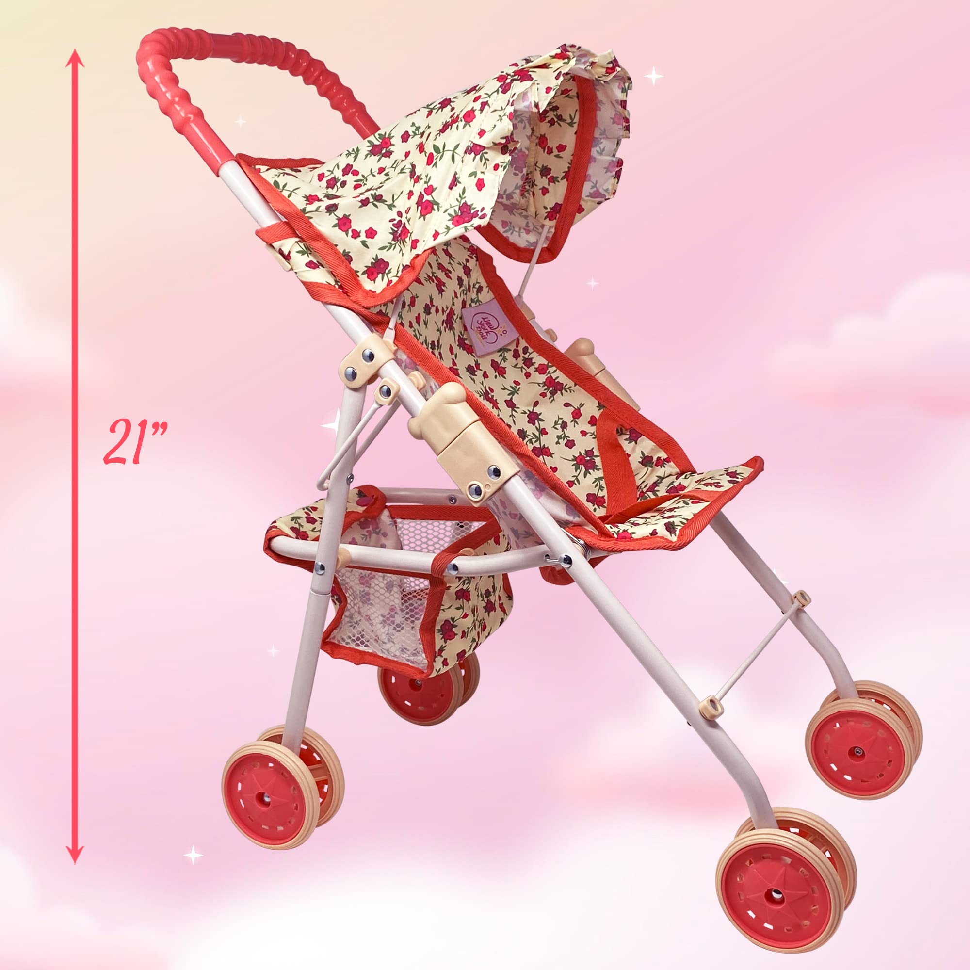 The New York Doll Collection cochecito plegado ocupa poco espacio para guardar