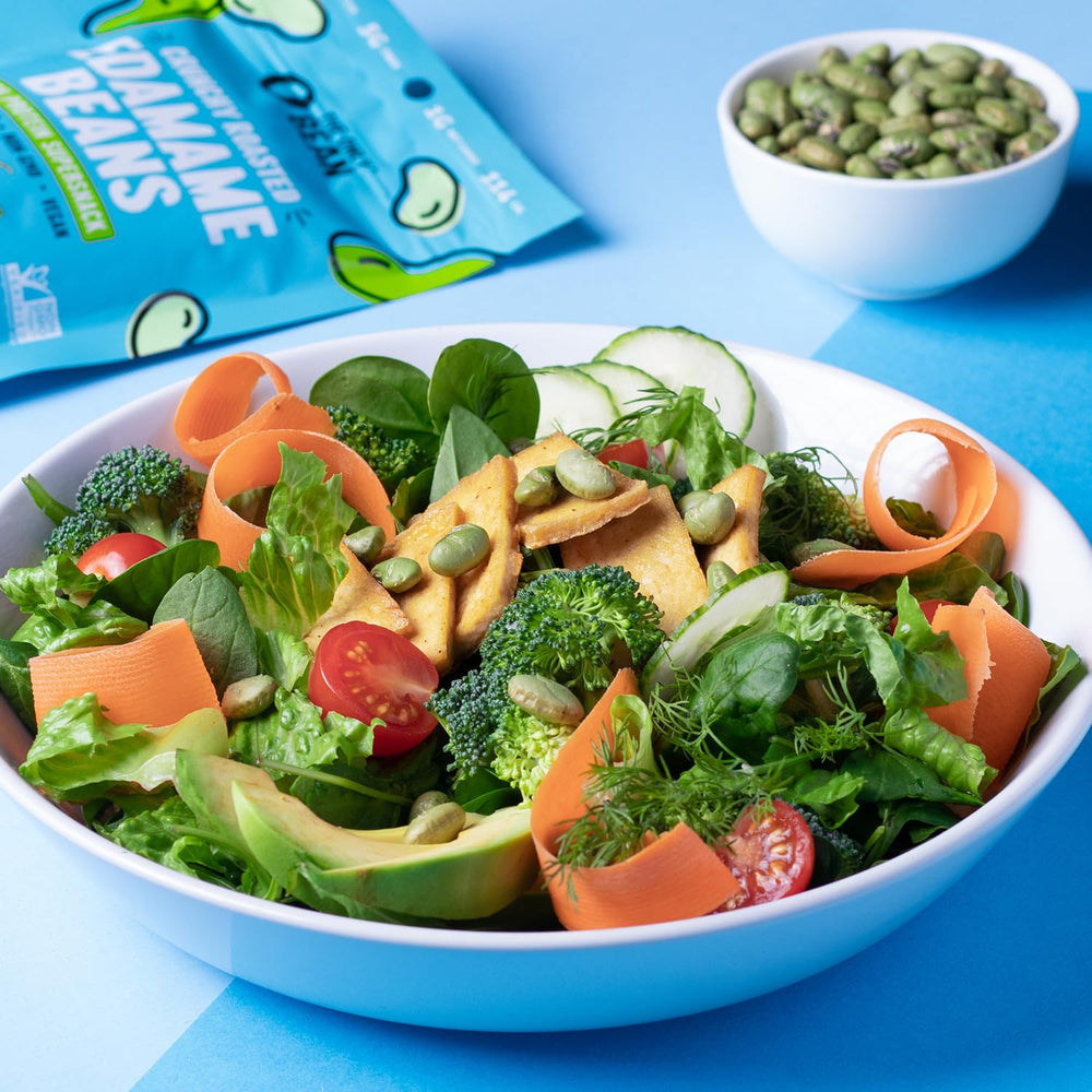 The Only Bean edamame en ensalada como topping crujiente y bajo en calorías