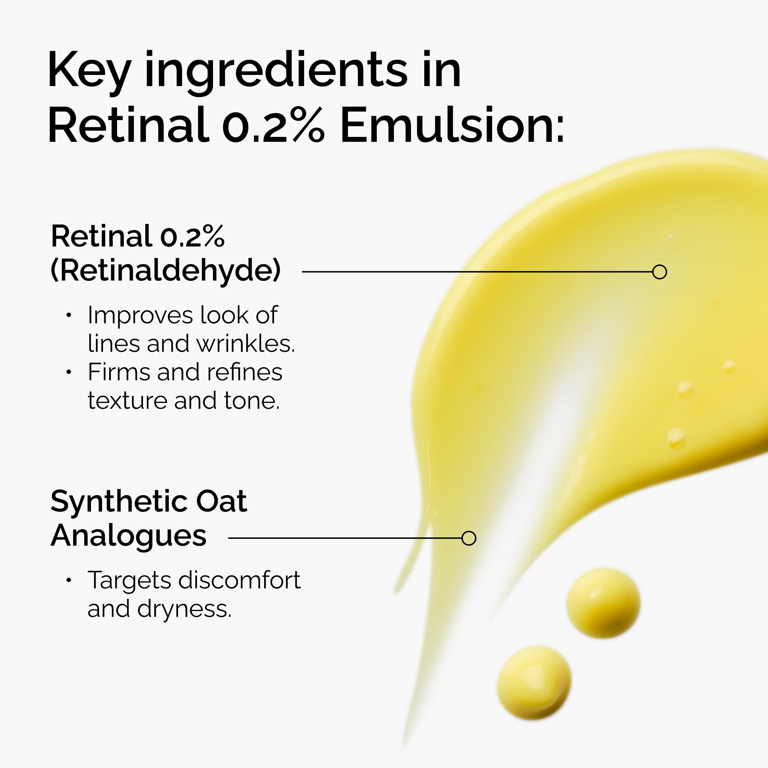 The Ordinary textura de la emulsión cercana, absorción ligera