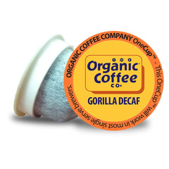 The Organic Coffee Co. frente del paquete mostrando cápsulas compostables y información orgánica