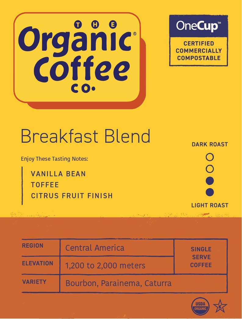 The Organic Coffee Co. taza de café preparada para desayuno con aroma invitante
