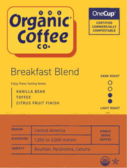 The Organic Coffee Co. taza de café preparada para desayuno con aroma invitante