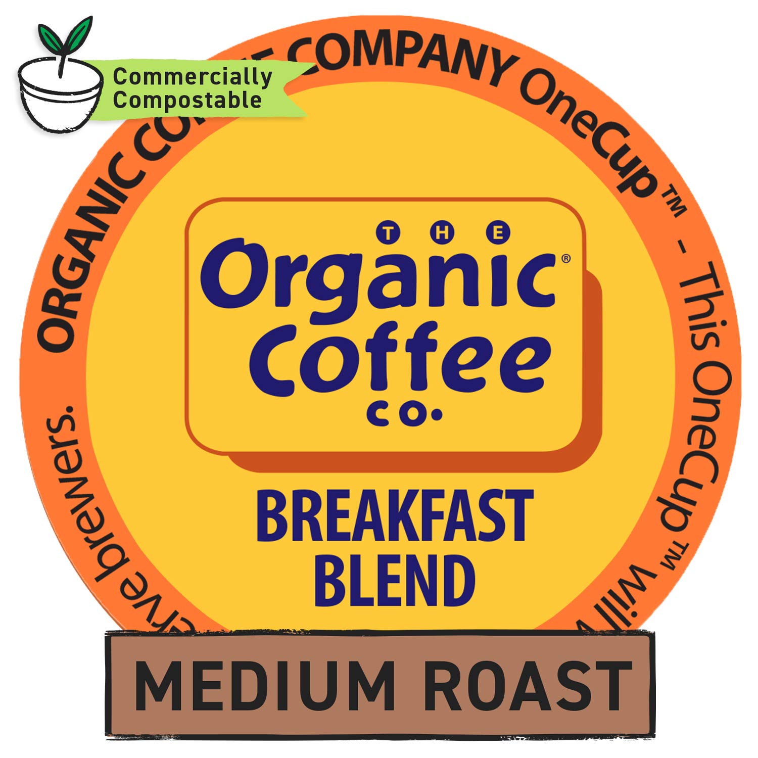 The Organic Coffee Co. cápsula compostable primer plano y ventaja sostenible
