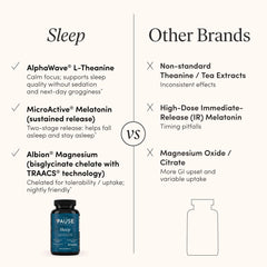 The 'Pause Life etiqueta con lista de ingredientes y beneficios para decisión informada