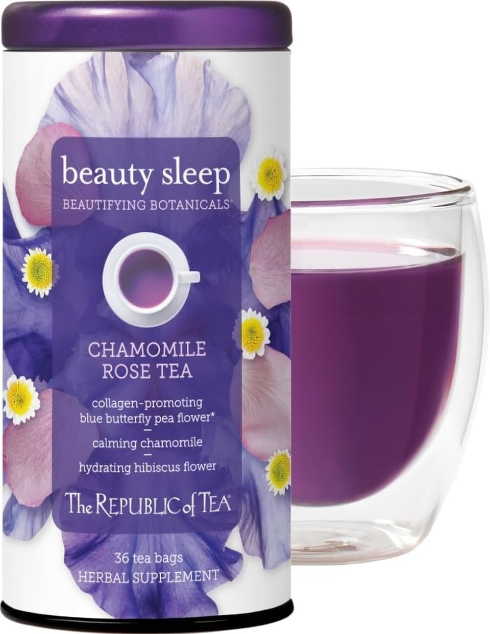 The Republic of Tea embalaje frontal Beauty Sleep mostrando diseño y beneficios