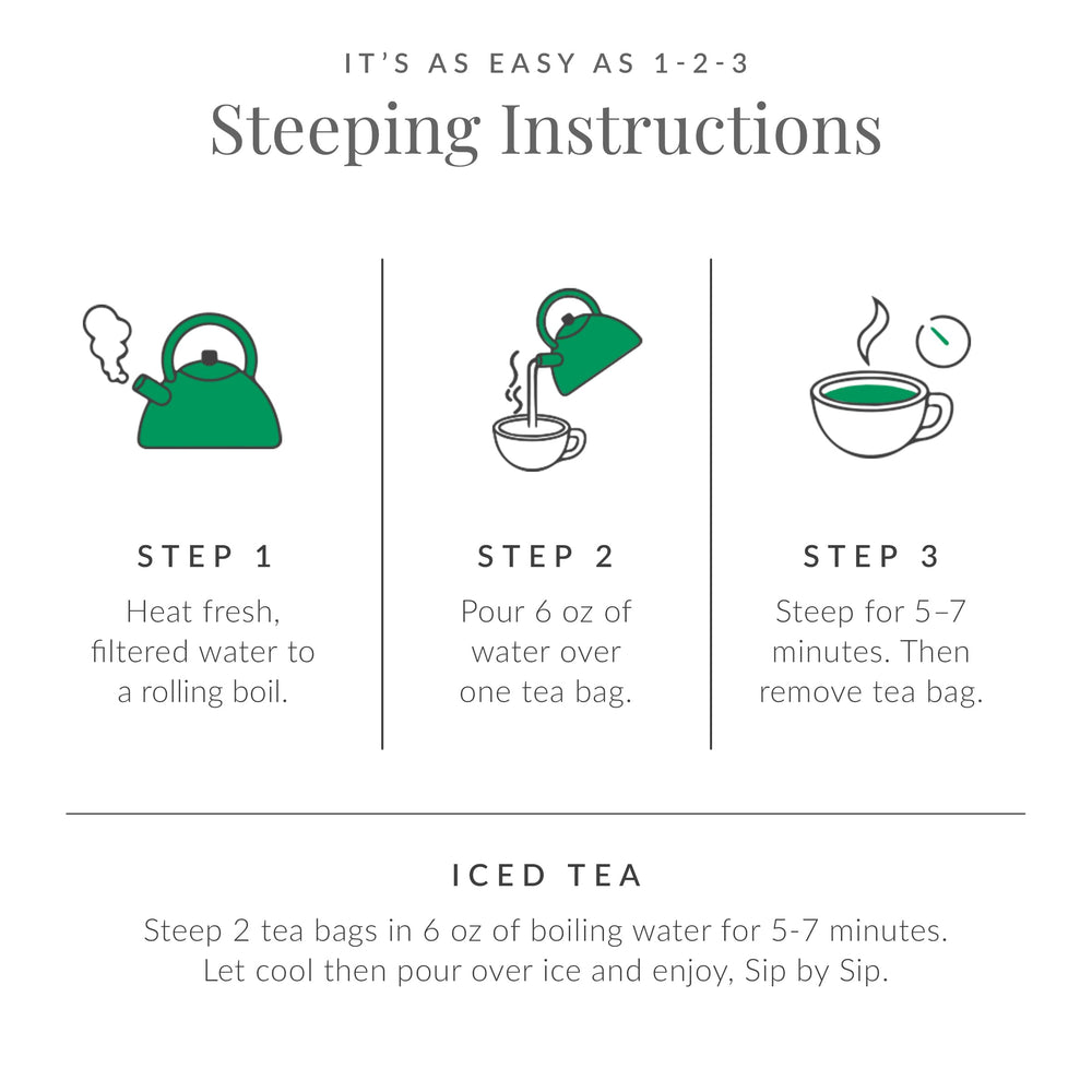 The Republic of Tea taza servida con té caliente y aroma reconfortante
