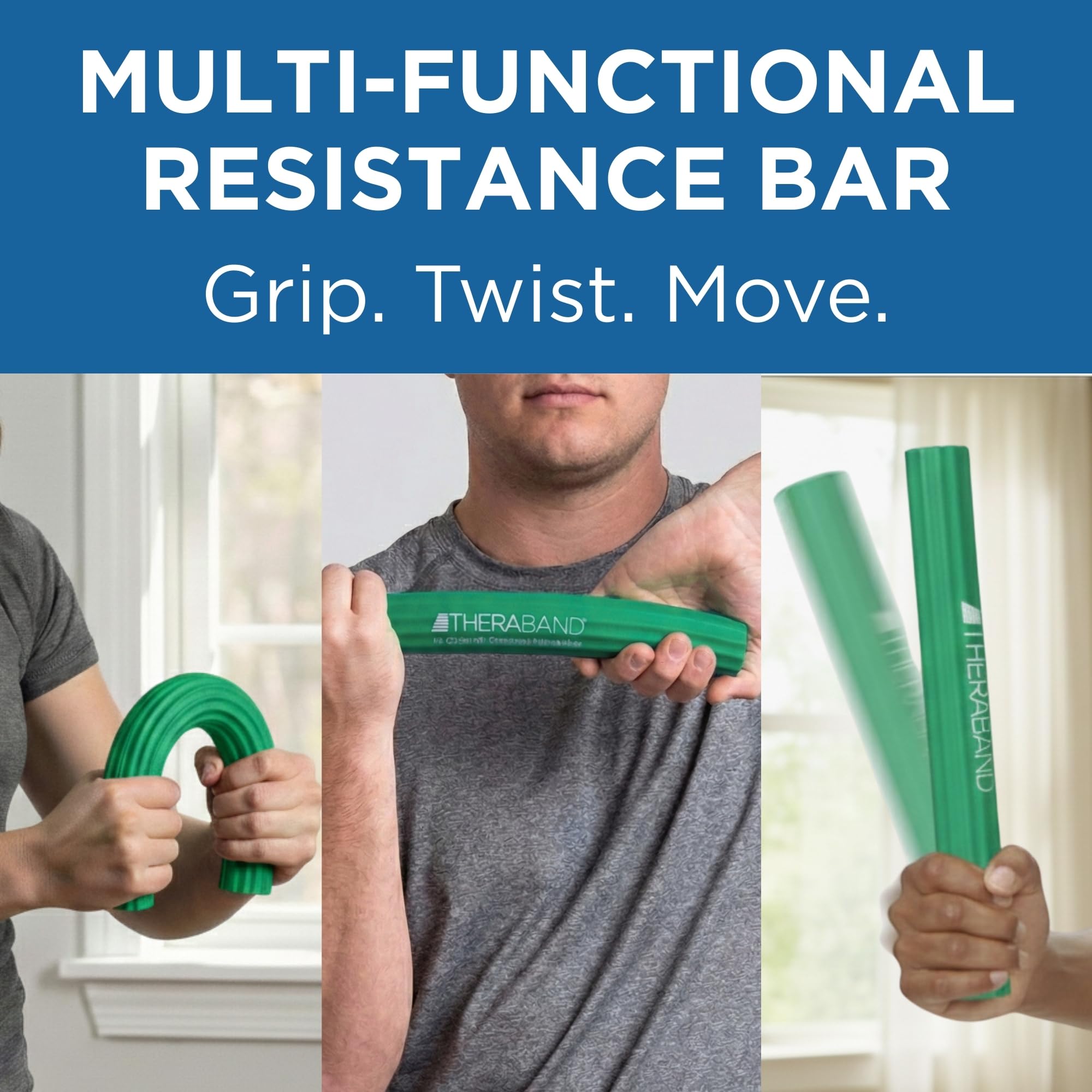 THERABAND FlexBar label close-up with green resistance marking for progression