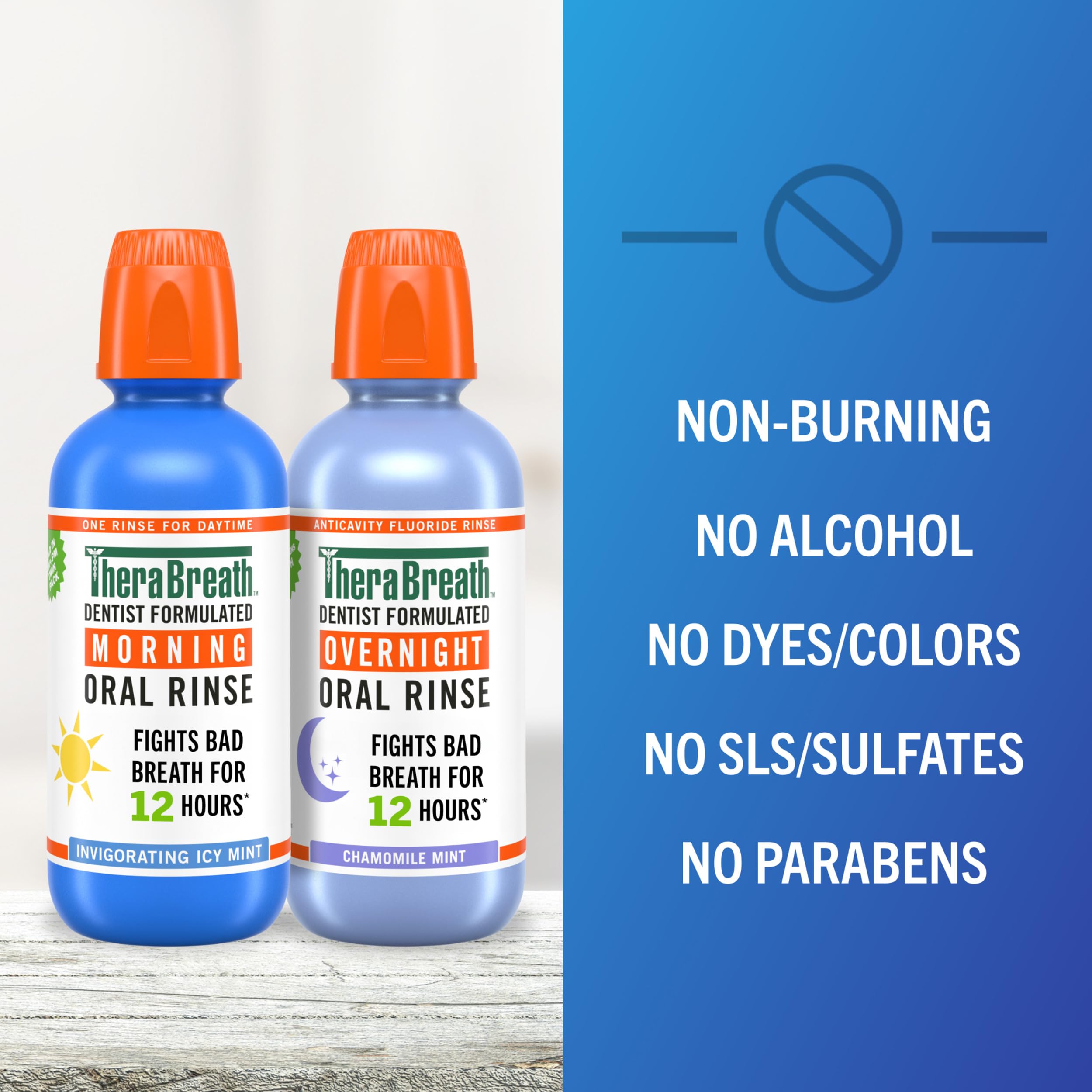 TheraBreath botella sin BPA resaltando seguridad del envase