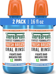 TheraBreath vista frontal del pack de 2 botellas mostrando la marca y frescor