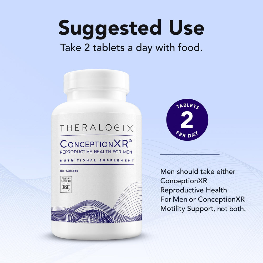 Theralogix ConceptionXR hombre tomando suplemento para apoyar la salud espermática