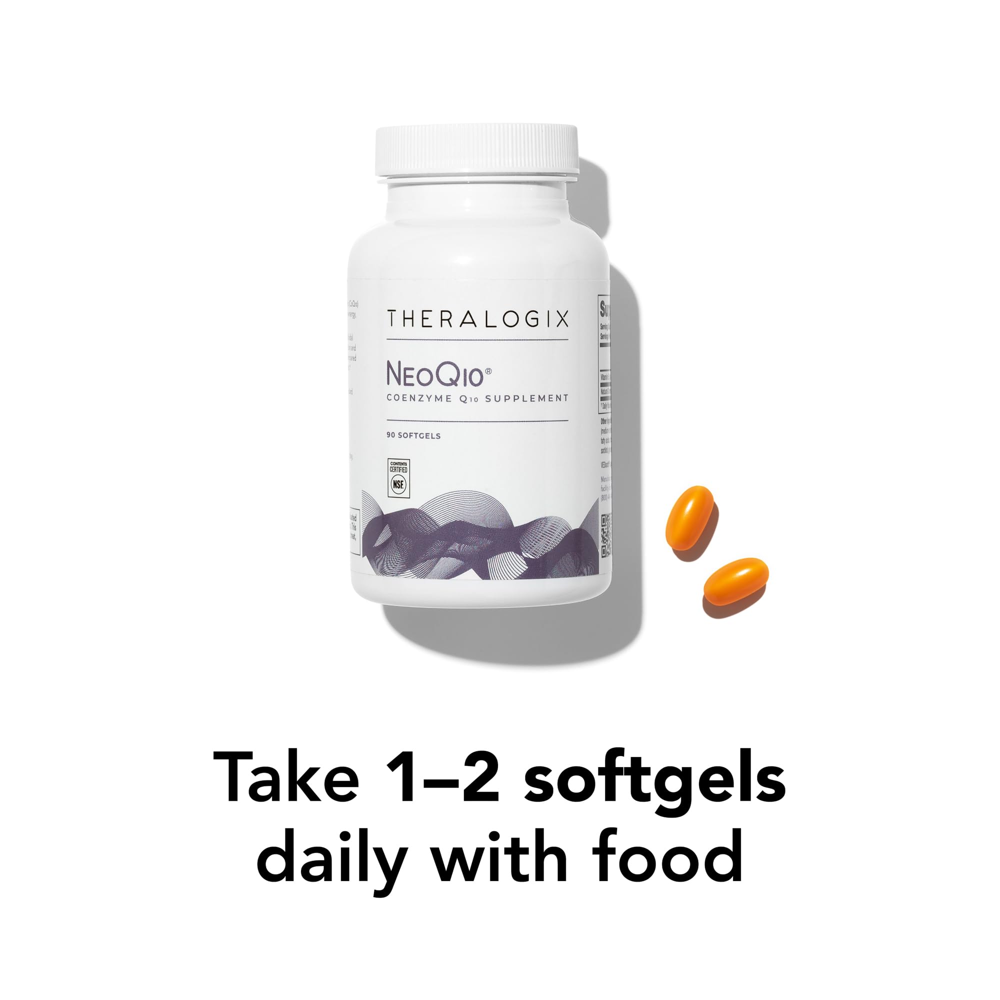 Theralogix NeoQ10 sello NSF visible que aporta confianza