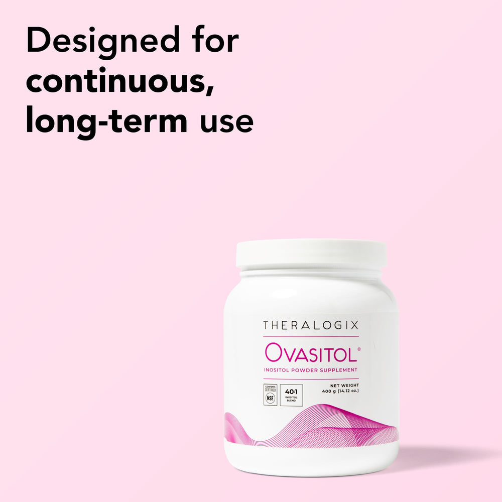Theralogix Ovasitol etiqueta y sello en envase garantizando pureza certificada