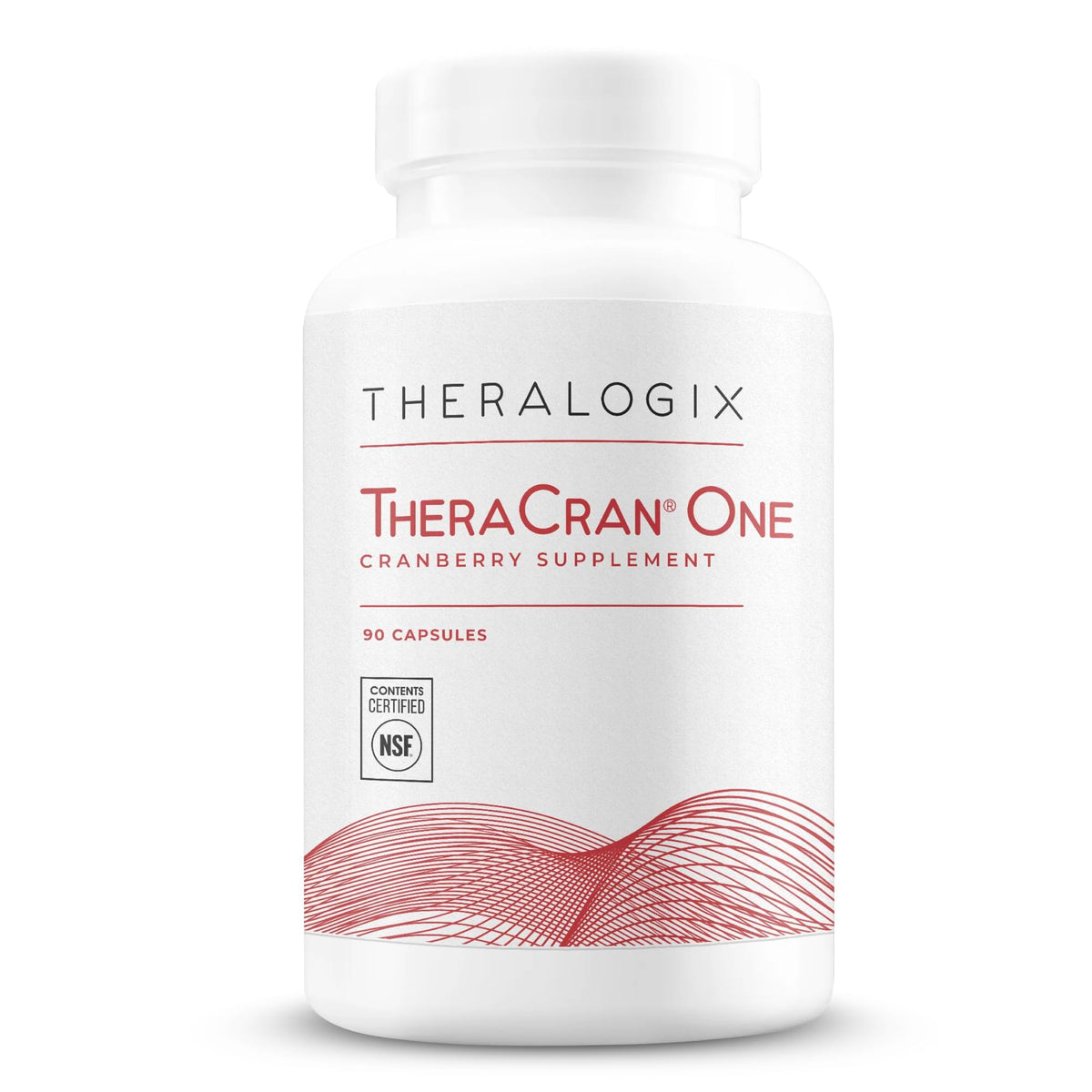 Theralogix TheraCran frente del envase que indica certificación NSF y beneficios
