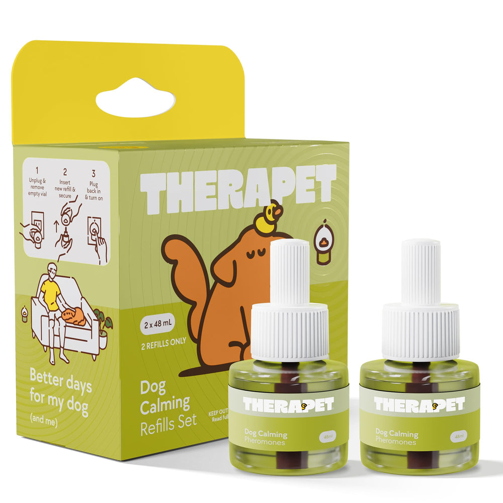 TheraPet MD vista frontal del paquete de recargas, tranquilidad continua