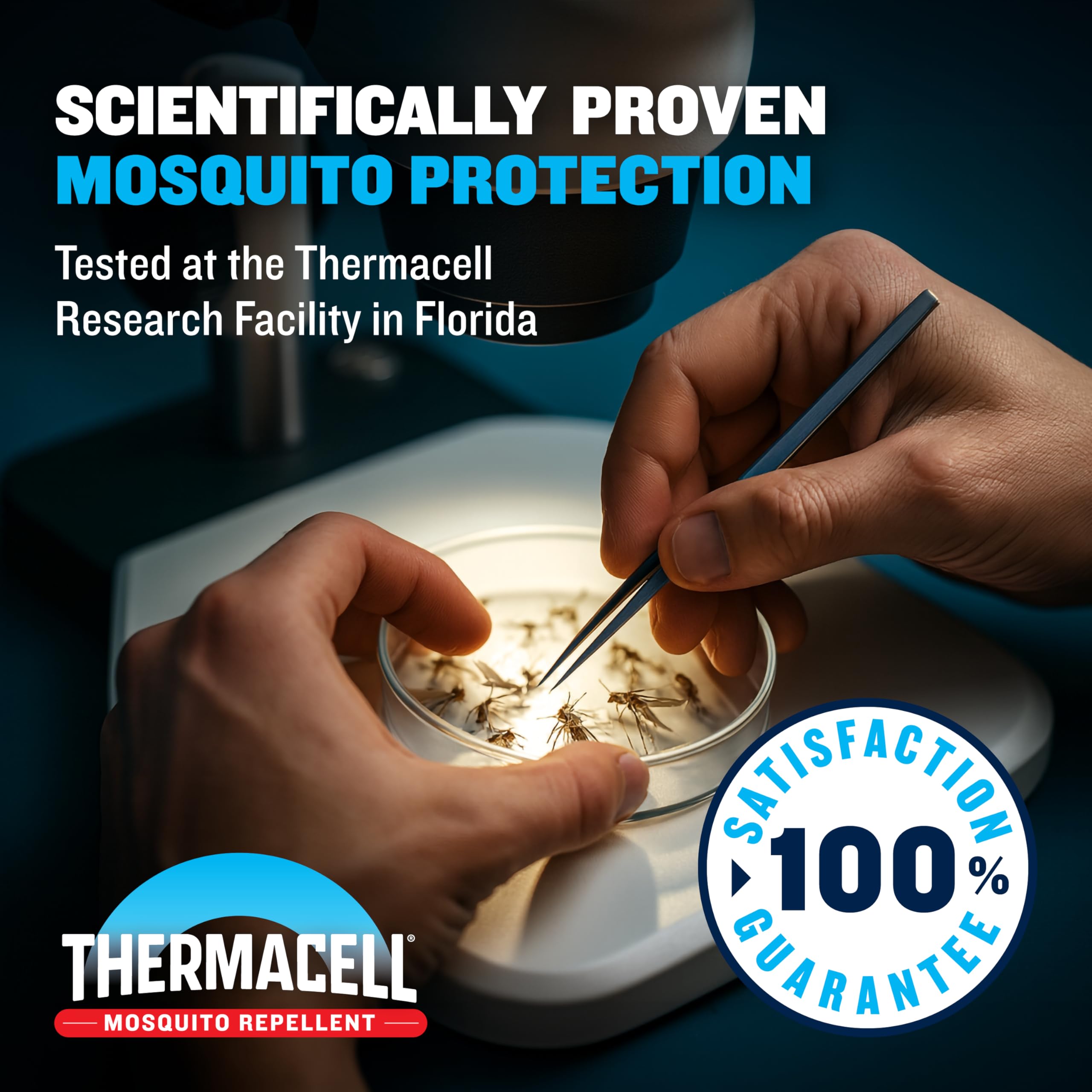 Thermacell etiqueta y cierre mostrando instrucciones y seguridad