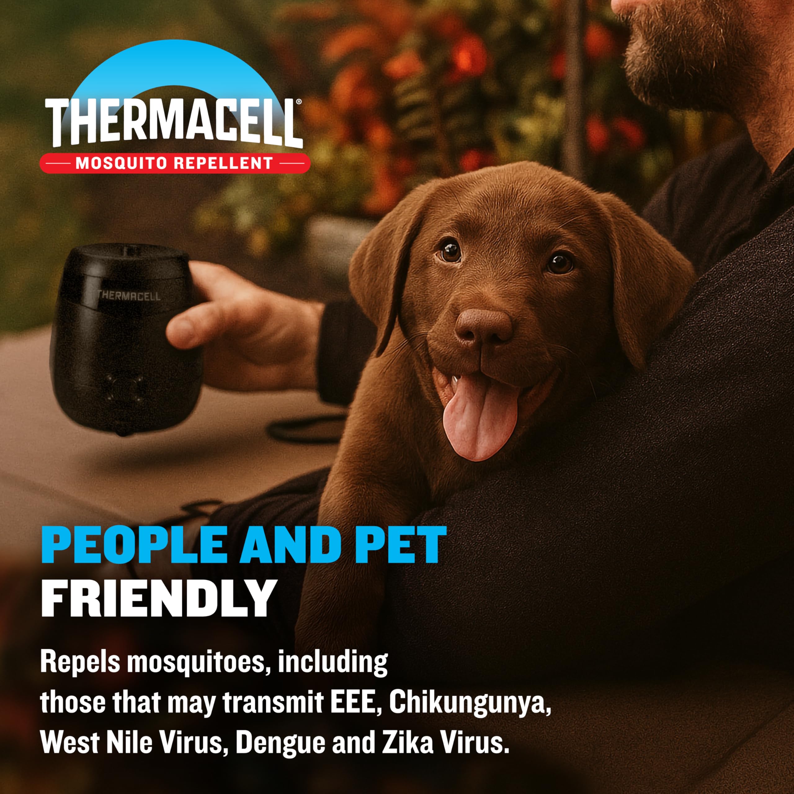 Thermacell en base de carga rápida mostrando recarga eficiente y listos
