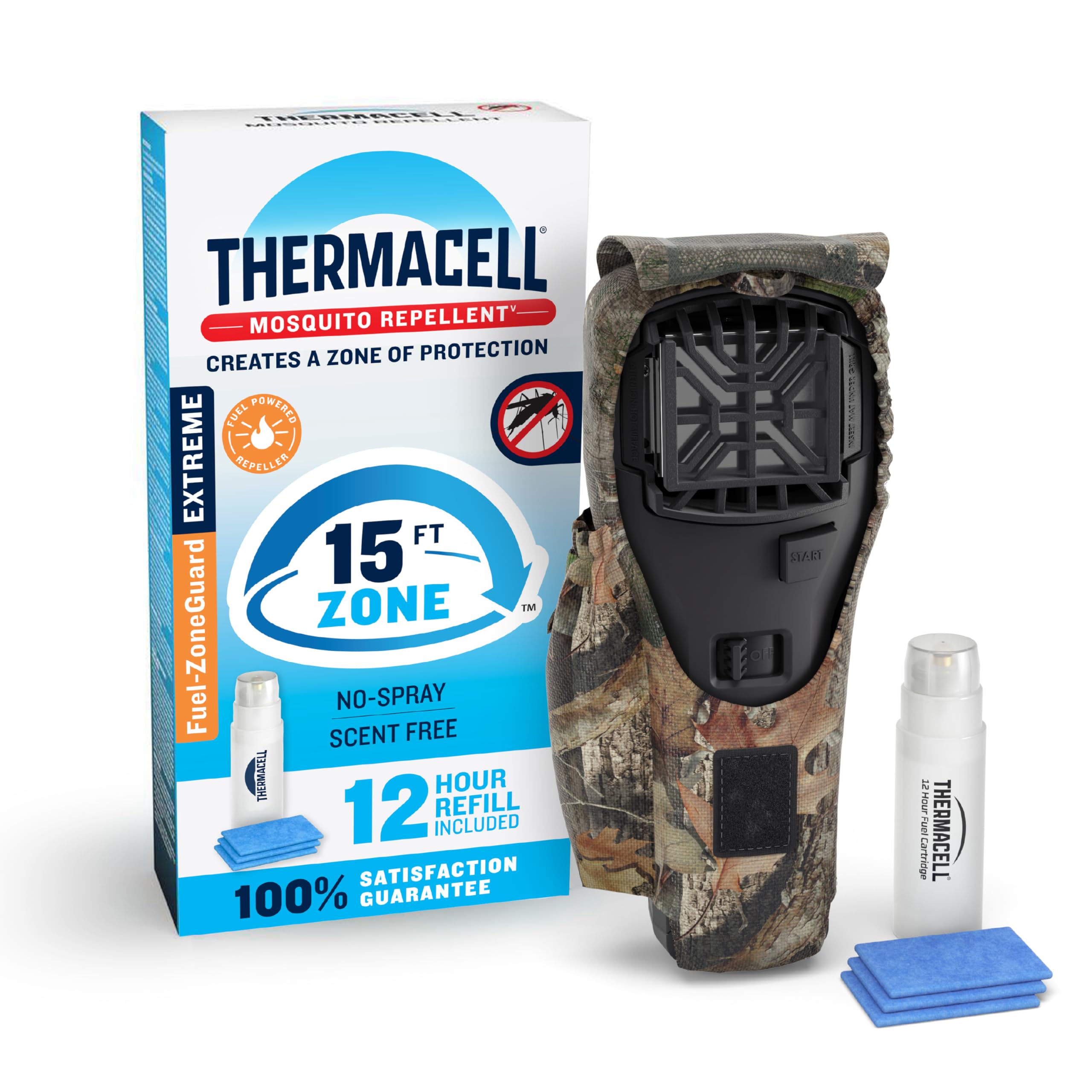 Thermacell front view showing compact repeller and rugged casing for durable outdoor use
