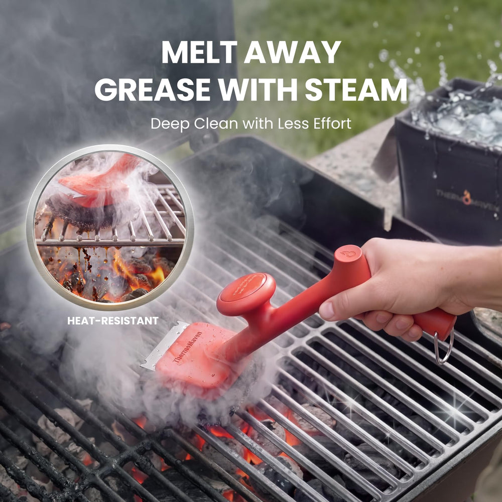 ThermoMaven handle closeup with cool-touch grip, improves control benefit