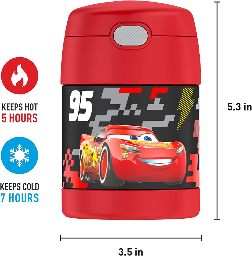 THERMOS FUNtainer Cars comparación de tamaño con una mano para escala