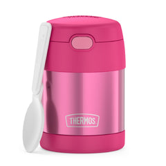 THERMOS FUNTAINER frente del envase rosa mostrando diseño infantil y portabilidad