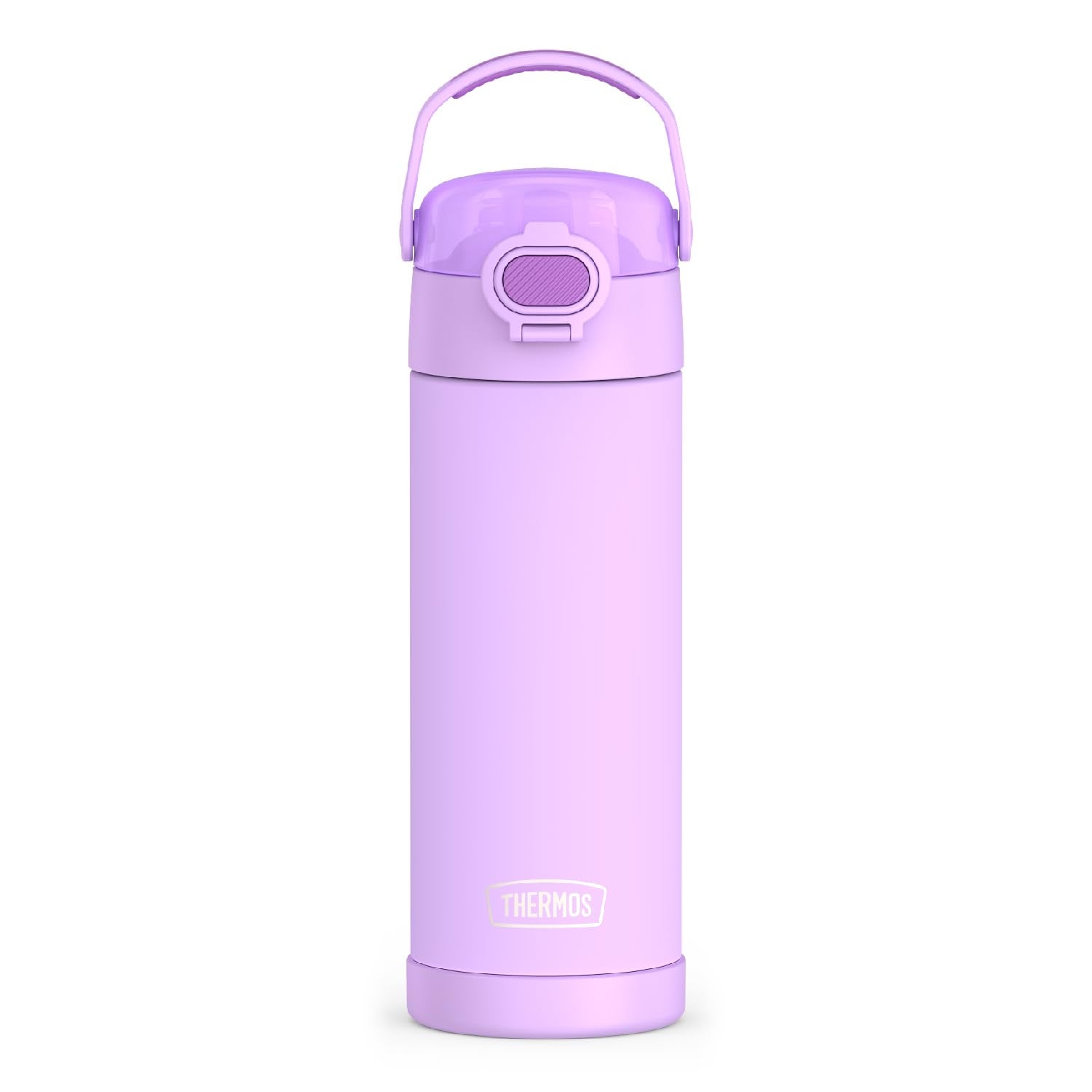THERMOS FUNtainer frontal morado neón mostrando diseño atractivo y portabilidad
