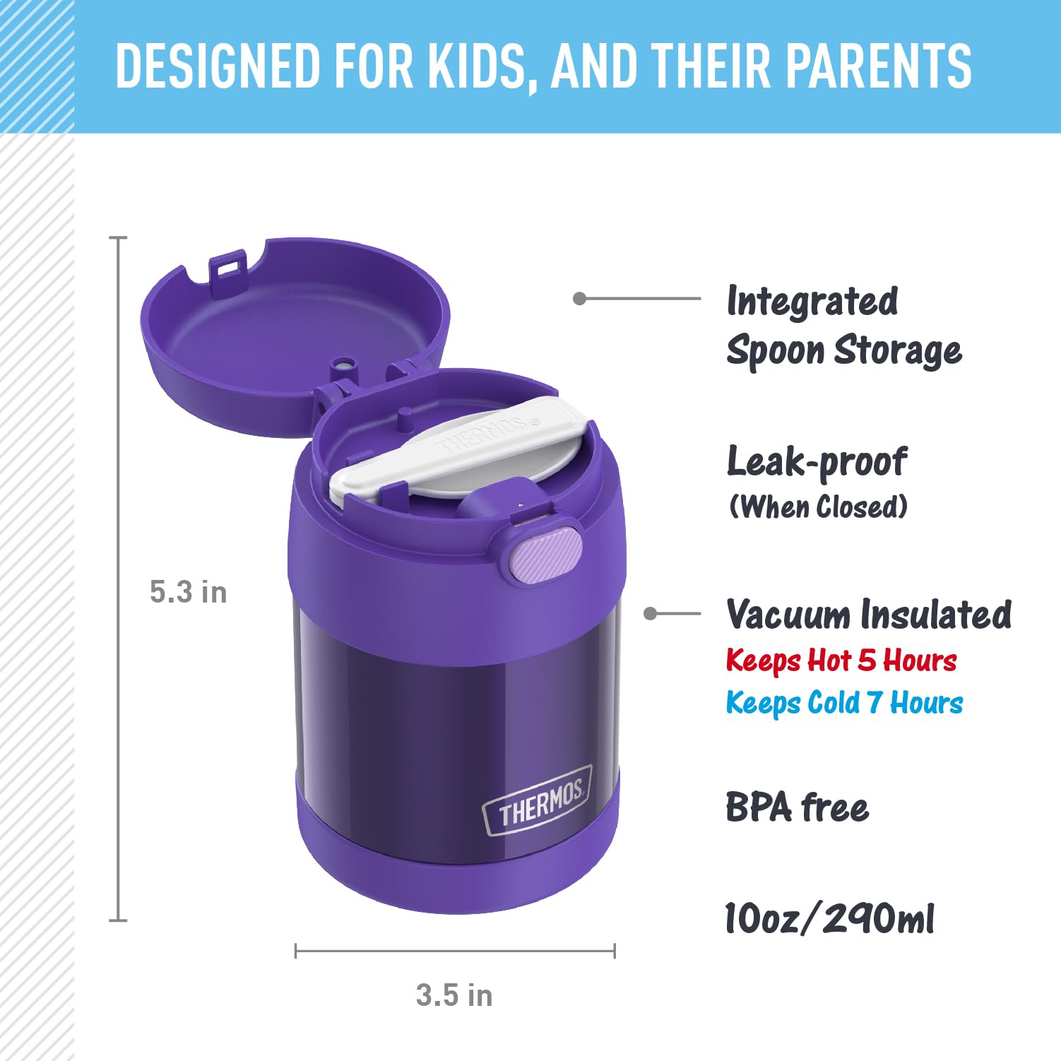 THERMOS FUNtainer detalle de tapa con cuchara plegable, utensilio siempre disponible