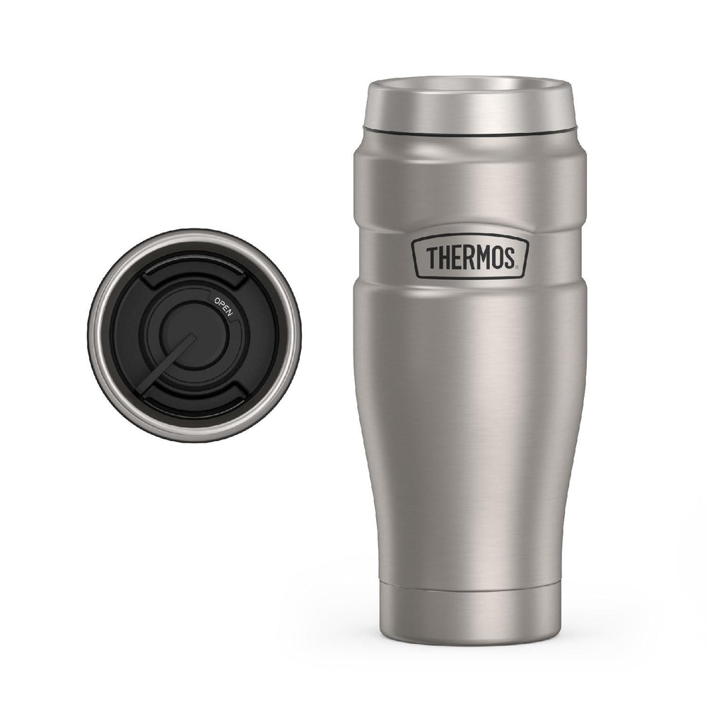 THERMOS vaso frontal mate mostrando diseño resistente y retención térmica
