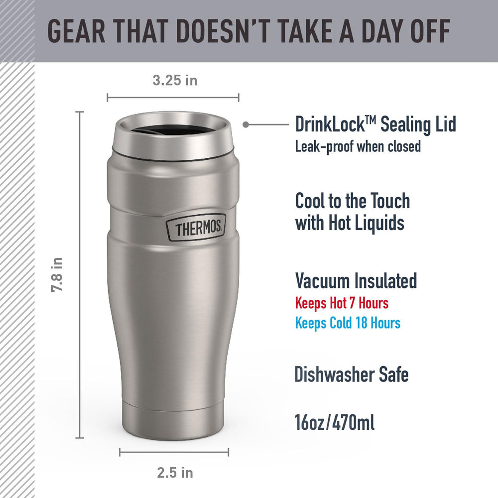 THERMOS tapa DRINKLOCK cerrada mostrando seguridad contra derrames