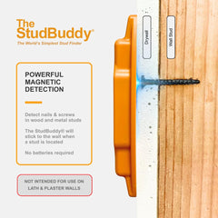 The StudBuddy comparación de tamaño con mano para escala clara