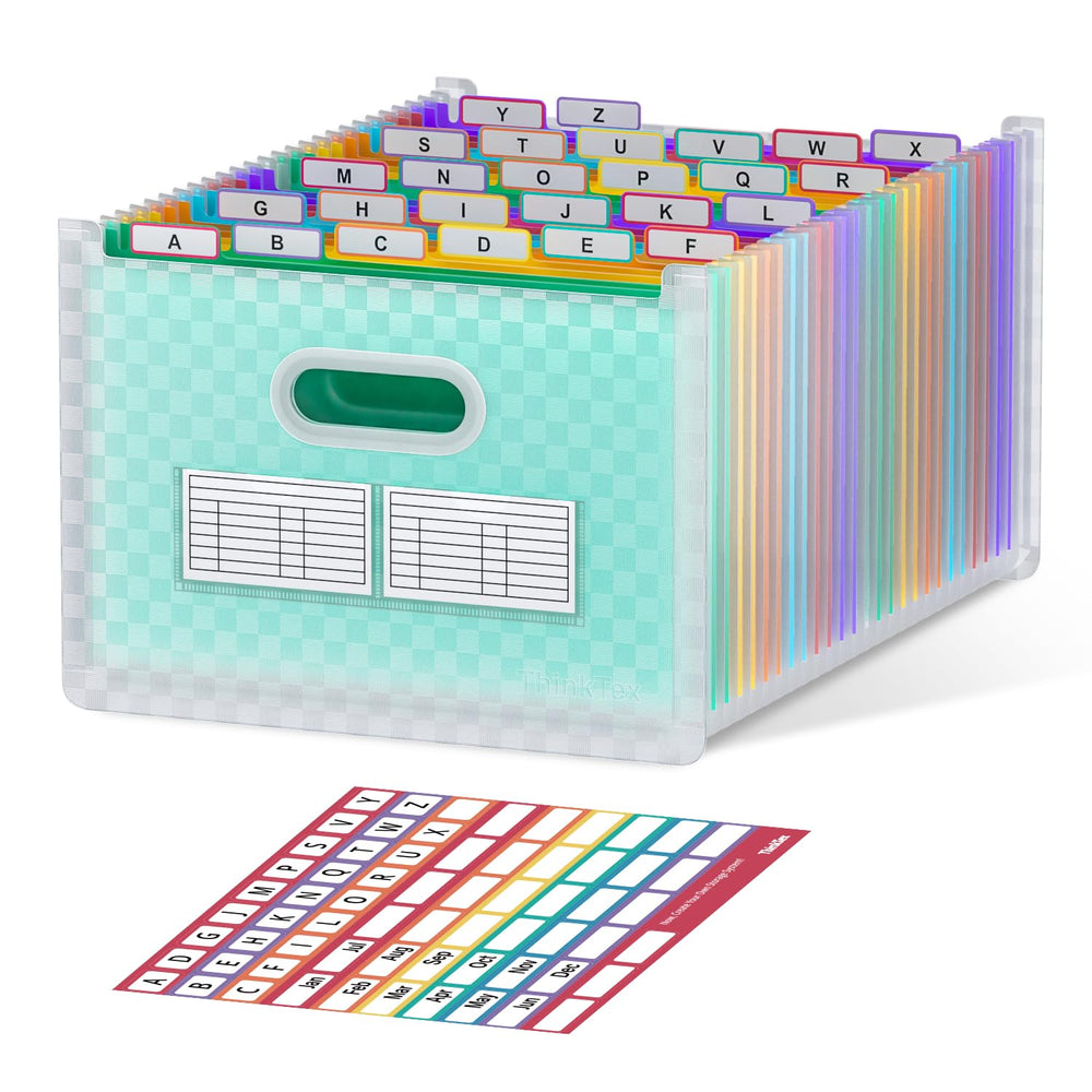 ThinkTex frente del organizador mostrando 26 bolsillos y beneficio de gran capacidad