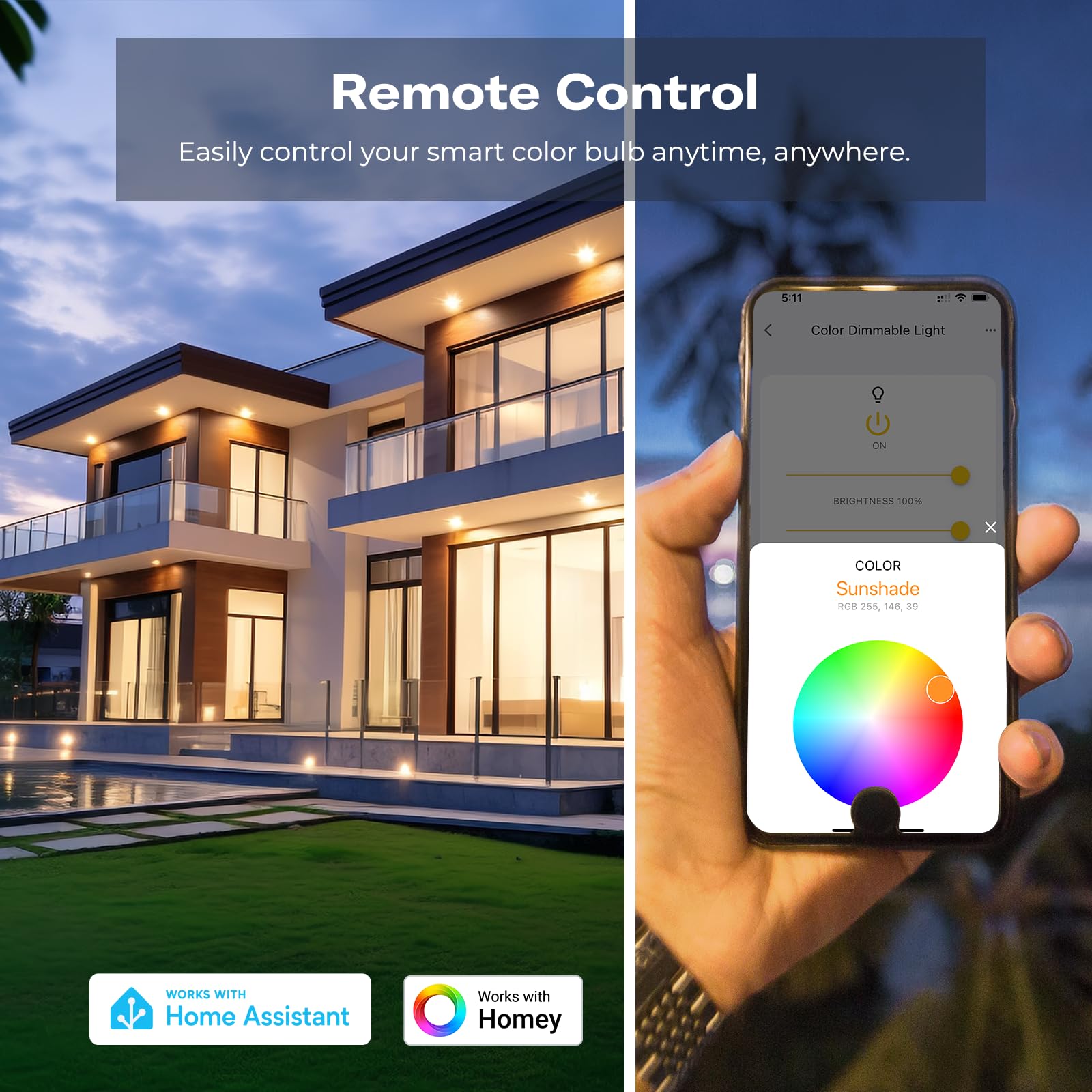 THIRDREALITY bombilla instalada en lámpara, demostrando color ajustable y ambiente