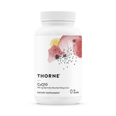 THORNE frasco frontal de CoQ10 mostrando presentación y marca